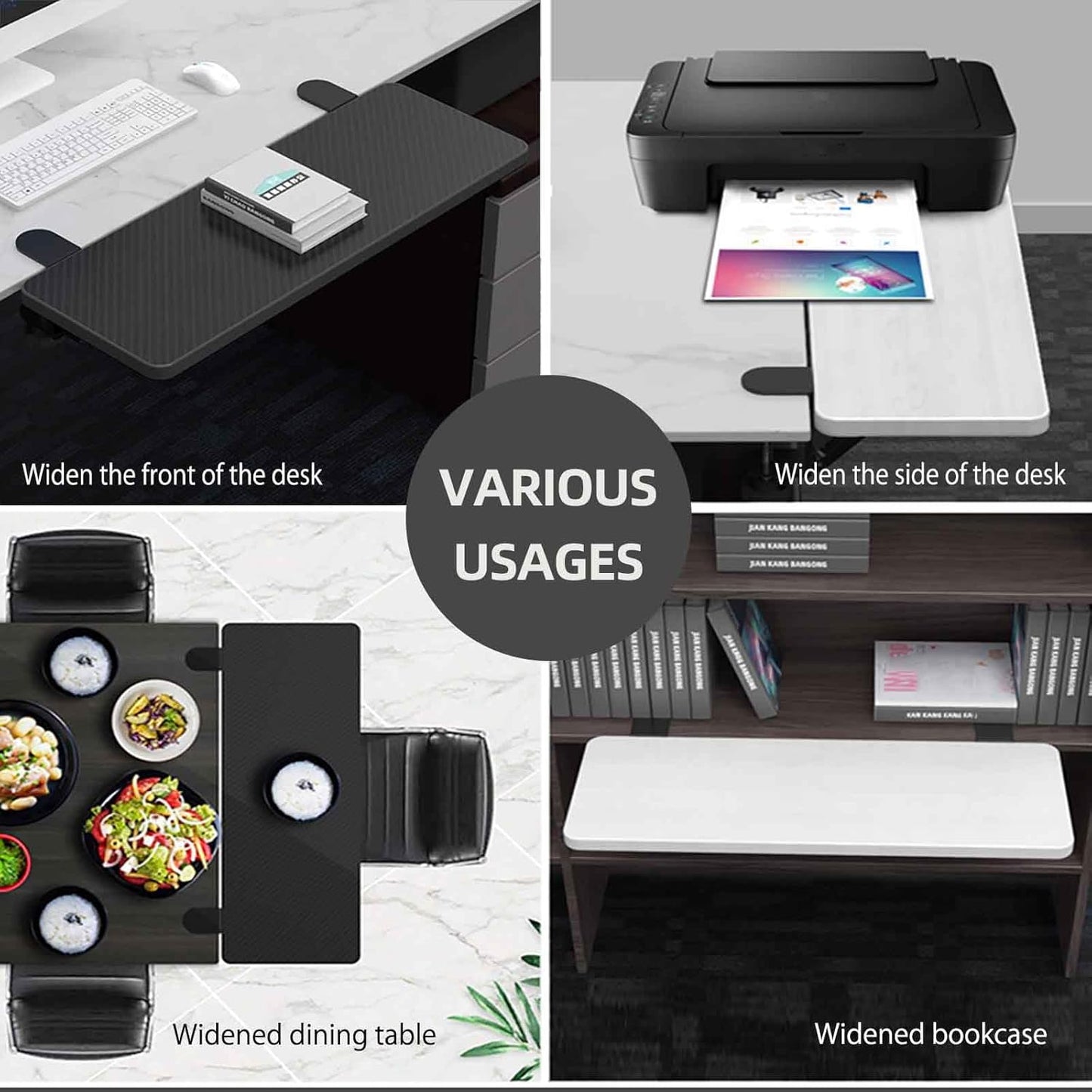 OUGIC Ergonomics Desk Extender Tray, 29.5"X9.5" Punch-Free Clamp On, Foldable Keyboard Drawer Tray, Table Mount Arm Wrist Rest Shelf, Computer Elbow Arm Support