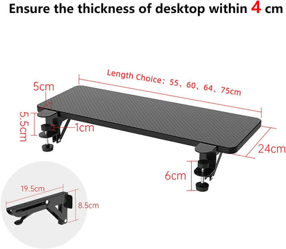 OUGIC Ergonomics Desk Extender Tray, 29.5"X9.5" Punch-Free Clamp On, Foldable Keyboard Drawer Tray, Table Mount Arm Wrist Rest Shelf, Computer Elbow Arm Support